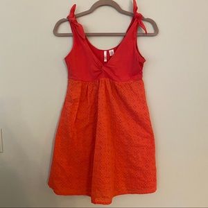 Orange Eyelet Smocked Tank